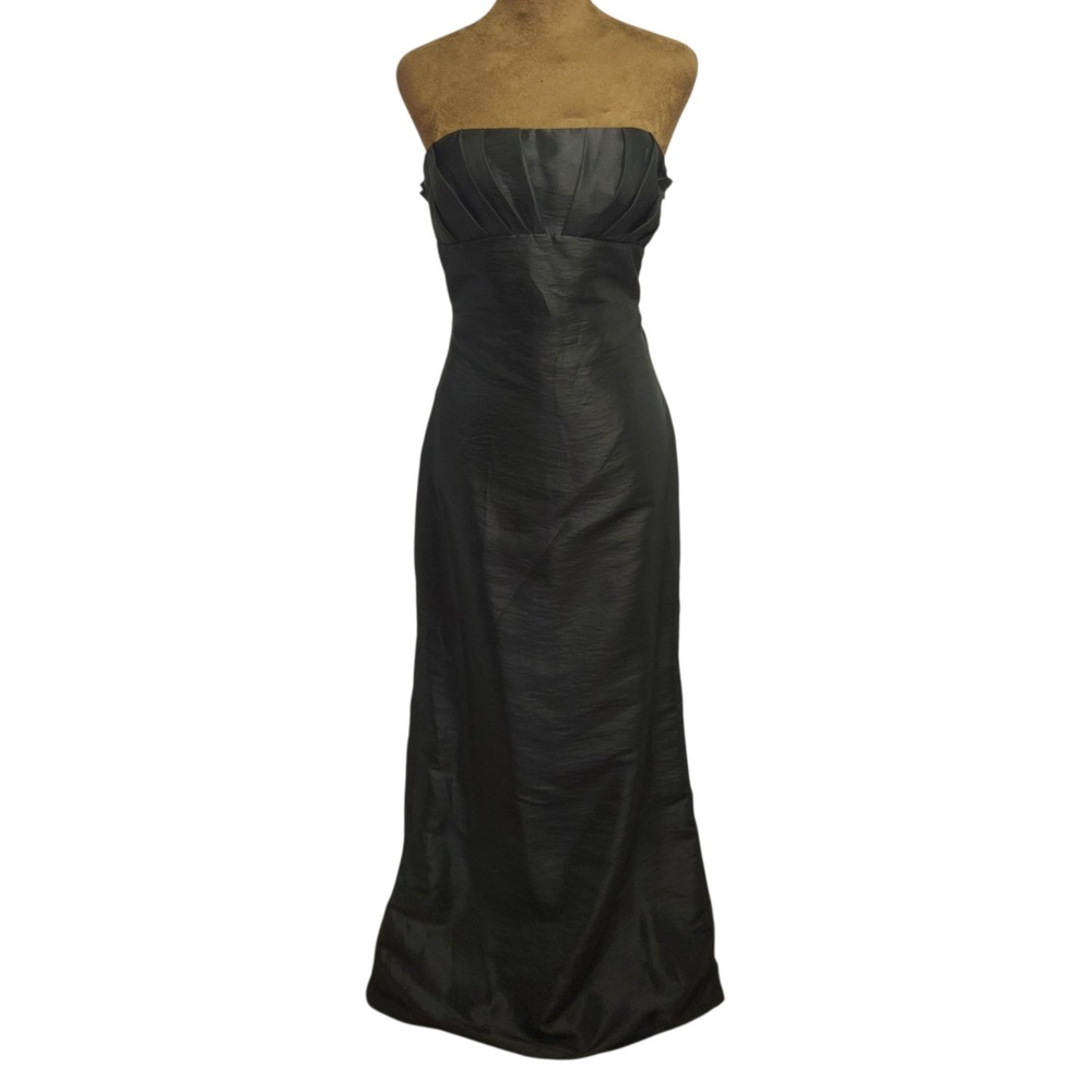Vintage Jim Hjelm Strapless Pleated Ruffle Taffeta Gown Black Size 4